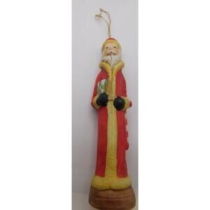 Christmas Santa Claus 6" Ornament With Candy Cane VNTG